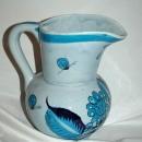 Large Jalisco TONALA MEXICO POTTERY SIGNED BLUE BIRD PITCHER BUTTERFLY FLOWERS