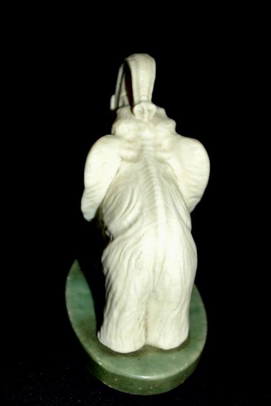 Hand Carved Alabaster Elephant from Italy with Trunk up