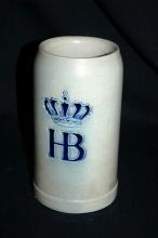 HB HOFBRAUHAUS BEER STEIN MUG 1 Liter GERMANY SALT GLAZED Stoneware