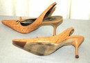 BCB Girls Pointy Beige Sling back pumps, heals size 8.5