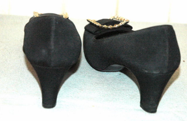Town & County Black Satin & Jewels Shoes 8.5