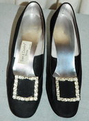 Town & County Black Satin & Jewels Shoes 8.5