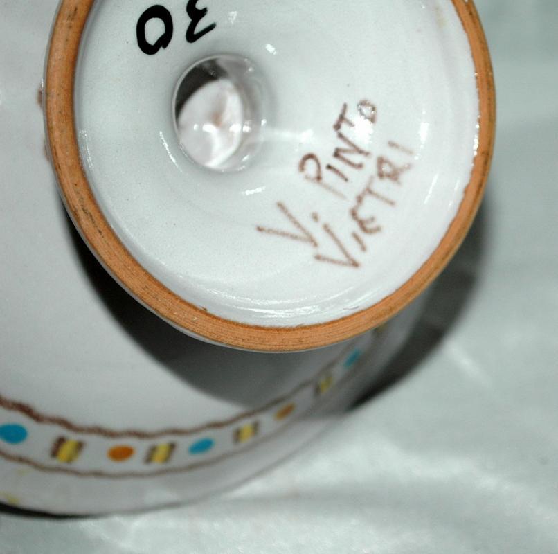 VINCENZO PINTO VIETRE Hand painted Majolica Compote, 19th Century Italian