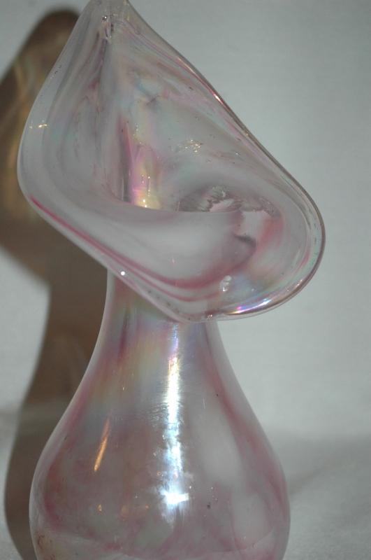 Jack in the Pulpit Vase Art Glass Vase , Mt. Saint Helen's Ash- Glass Eye Studio / Hand Blown Iridescent Pinks