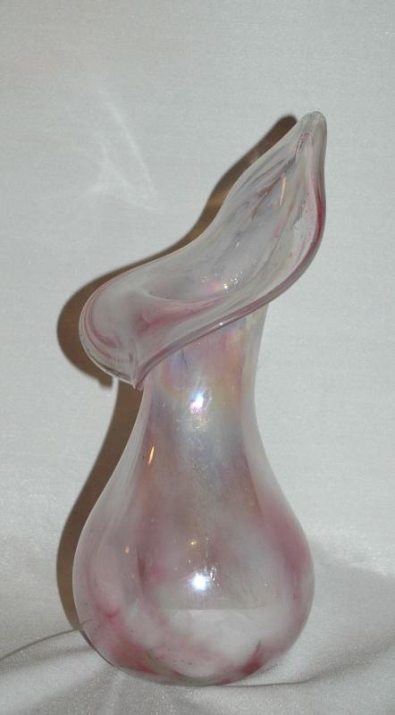 Jack in the Pulpit Vase Art Glass Vase , Mt. Saint Helen's Ash- Glass Eye Studio / Hand Blown Iridescent Pinks