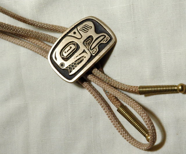 Spirit Whale Sandcasted Bronze Bolo Tie N. W. Native American Art