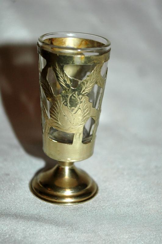 6 Fancy Mexican Silver over Glass Cordials or Footed Shot Glasses