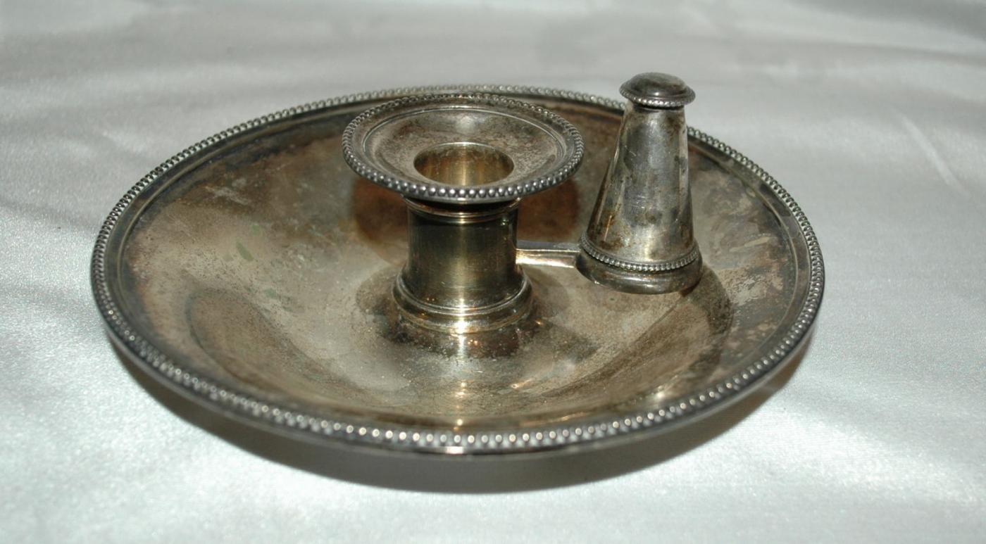 Elkington Silver Chamber Candlestick Holder with Snuffer 1898