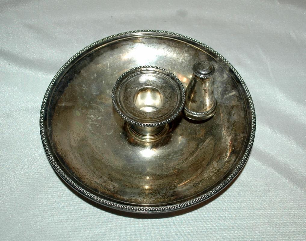 Elkington Silver Chamber Candlestick Holder with Snuffer 1898