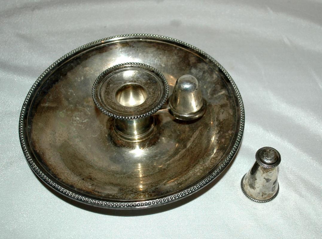 Elkington Silver Chamber Candlestick Holder with Snuffer 1898