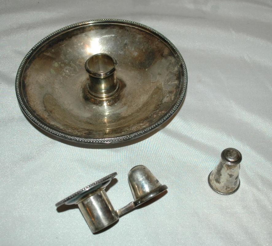 Elkington Silver Chamber Candlestick Holder with Snuffer 1898
