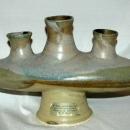 3 Neck Modernist Art Pottery Vase, V. Gray Morepork Art Studios of Coromandel New Zealand
