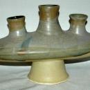 3 Neck Modernist Art Pottery Vase, V. Gray Morepork Art Studios of Coromandel New Zealand