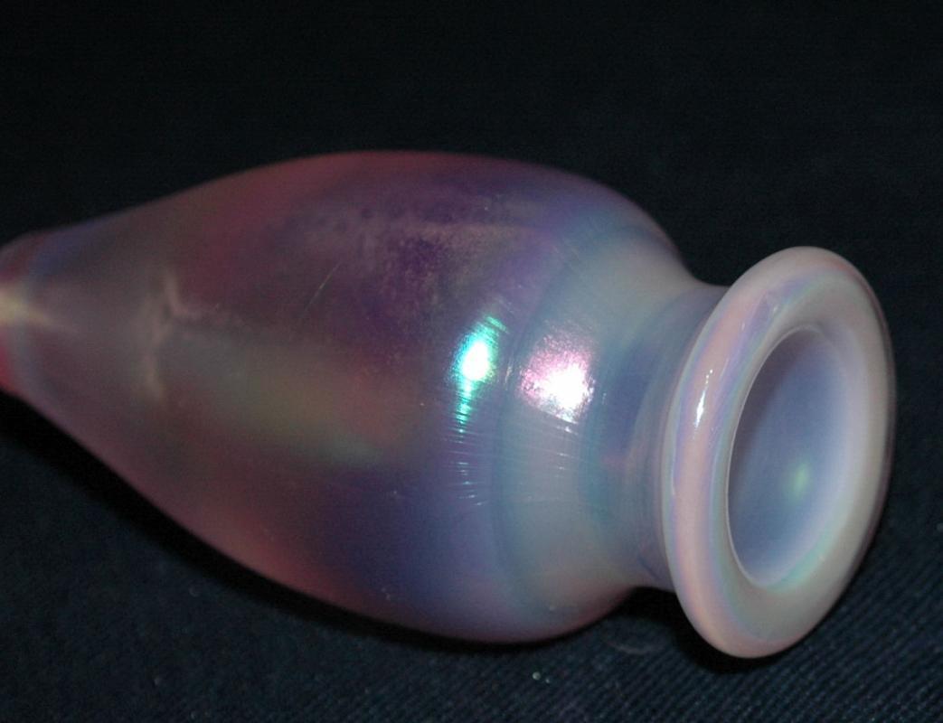 Small Iridescent Pink Glass Fenton Vase