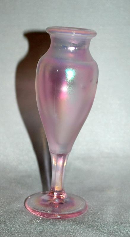 Small Iridescent Pink Glass Fenton Vase