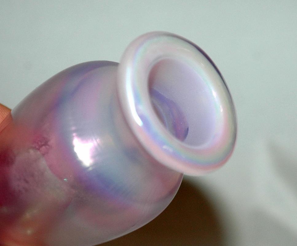 Small Iridescent Pink Glass Fenton Vase