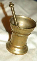 Apothecary Motar & Pestle Very Old Solid Brass
