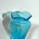 Miniature Blue Crackle Glass Hand Blown Ruffle Vase 3