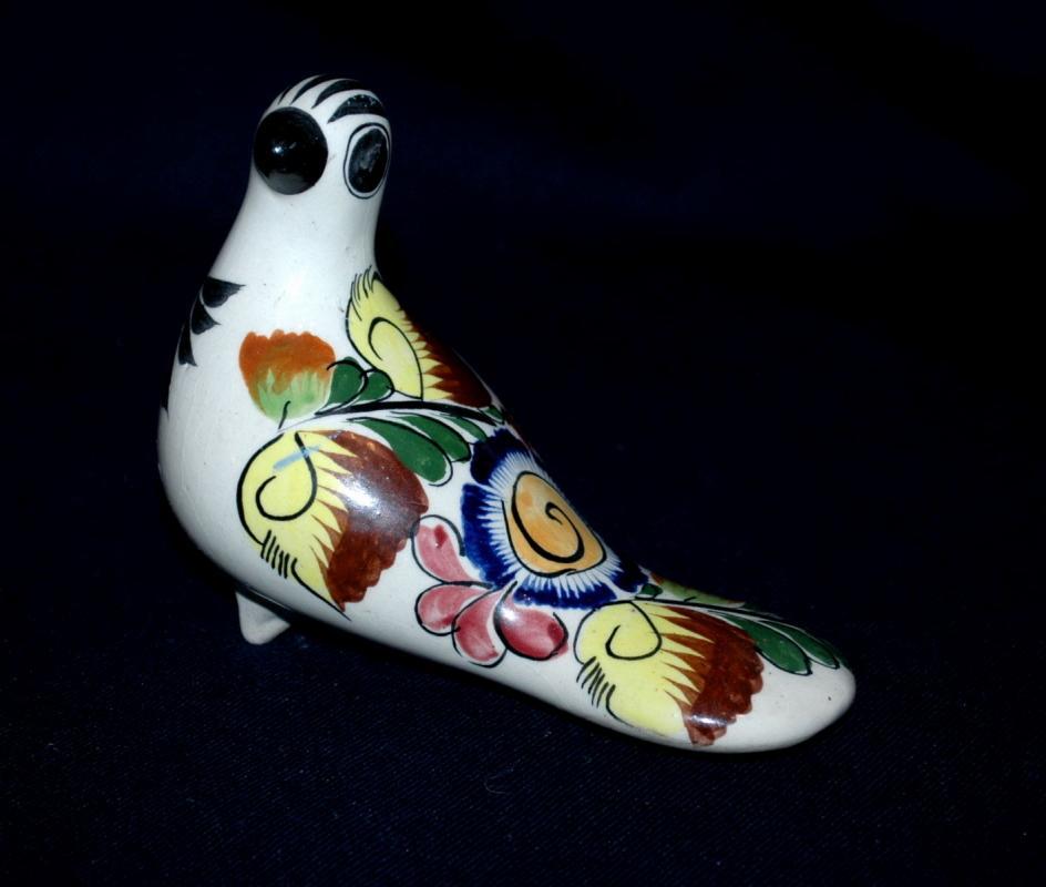 Folk Art Tonala Bird Dove Pottery Ceramic Figure Mexico