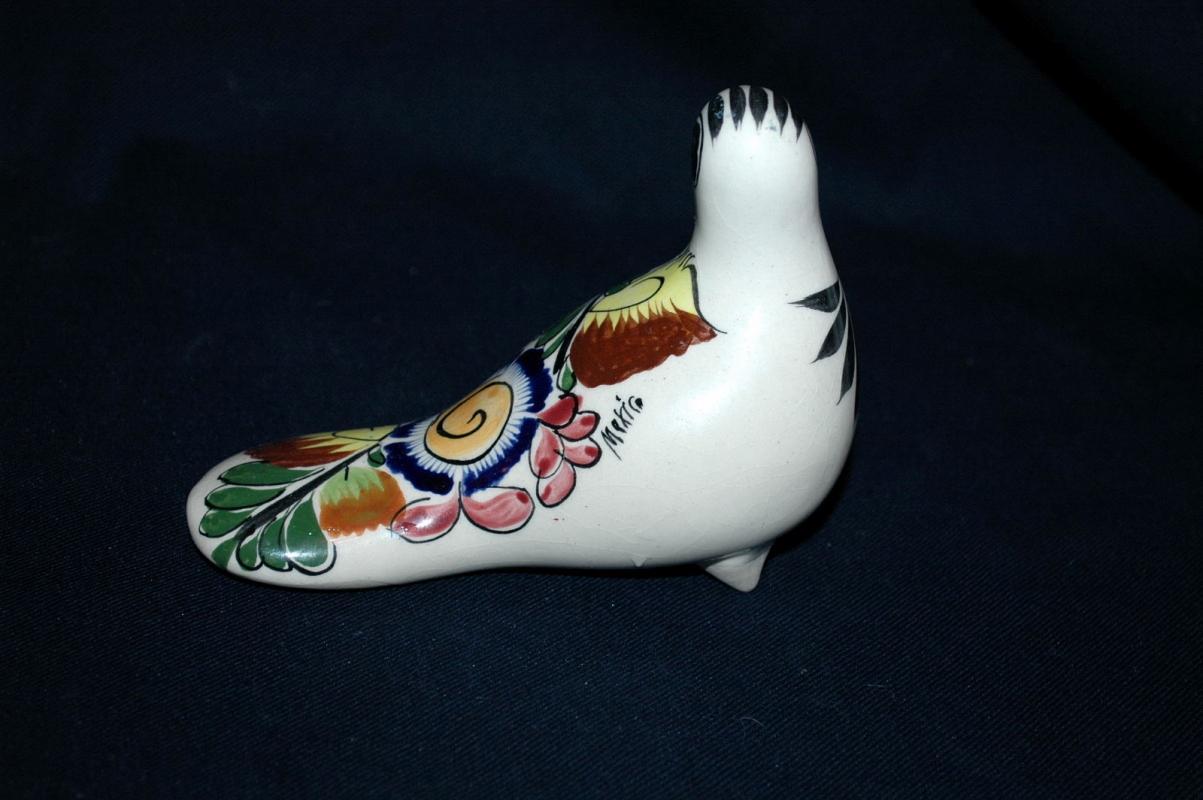 Folk Art Tonala Bird Dove Pottery Ceramic Figure Mexico