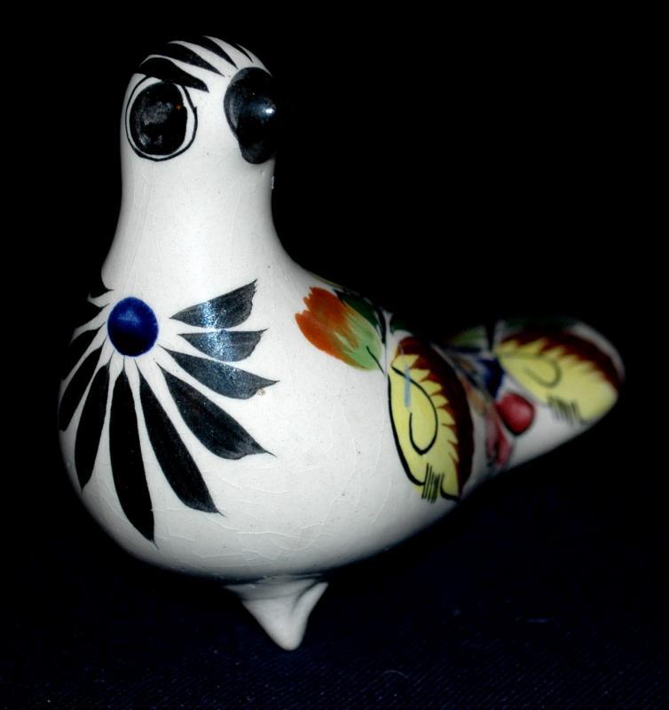 Folk Art Tonala Bird Dove Pottery Ceramic Figure Mexico