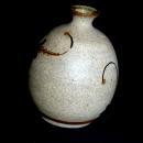 Folk Art Tonala Stoneware with Enameled Flowers Bud Vase