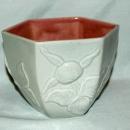 Red Wing Pottery Grey Pink Planter Hexagonal with Flower and leaves
