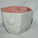 Red Wing Pottery Grey Pink Planter Hexagonal with Flower and leaves