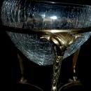 Crackle Glass Bowl Vase Ram Head Solid Brass 3 Columns Stand