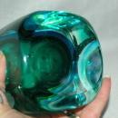 Vintage 1960s MURANO Art Glass Sommerso Seguso Poli Blue Green, candle or lighter holder.