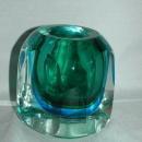 Vintage 1960s MURANO Art Glass Sommerso Seguso Poli Blue Green, candle or lighter holder.