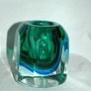 Vintage 1960s MURANO Art Glass Sommerso Seguso Poli Blue Green, candle or lighter holder.