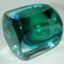 Vintage 1960s MURANO Art Glass Sommerso Seguso Poli Blue Green, candle or lighter holder.