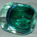 Vintage 1960s MURANO Art Glass Sommerso Seguso Poli Blue Green, candle or lighter holder.