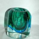 Vintage 1960s MURANO Art Glass Sommerso Seguso Poli Blue Green, candle or lighter holder.