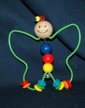 Adorable Wood Bead & Metal Butterfly Baby Toy / Rattle