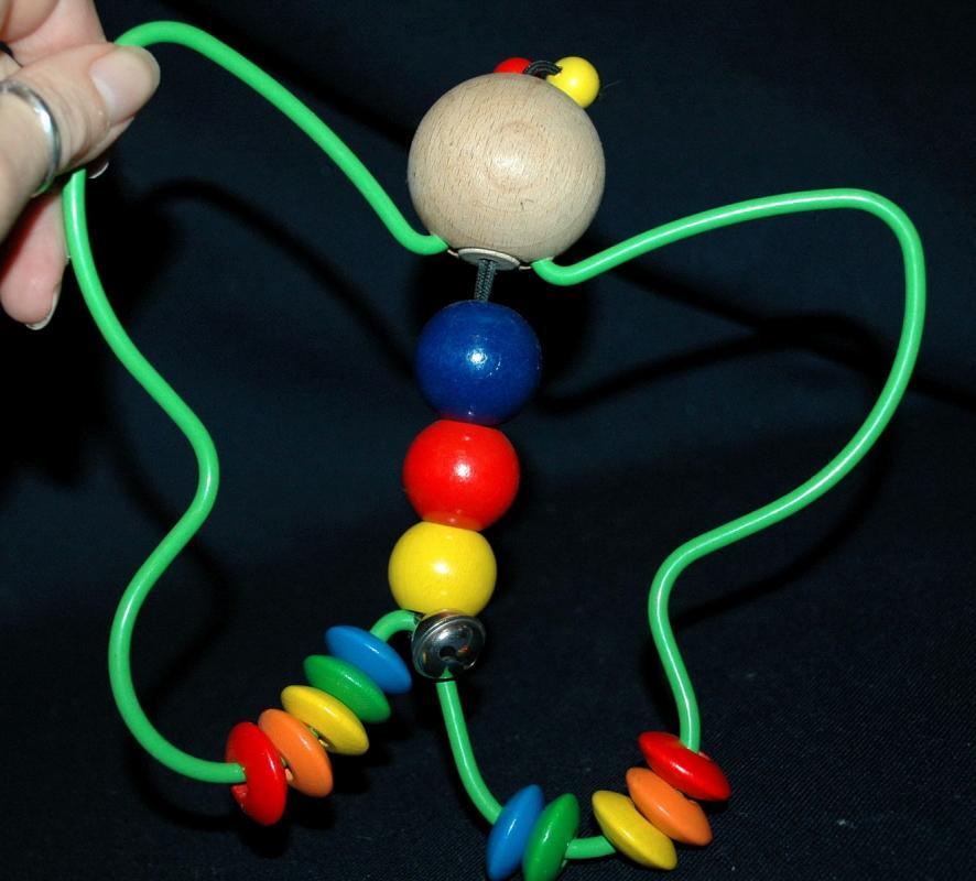 Adorable Wood Bead & Metal Butterfly Baby Toy / Rattle