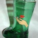 Mod Dep Green Boot Shot Glass , Woman's LIps and Hand with Cigarette