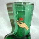 Mod Dep Green Boot Shot Glass , Woman's LIps and Hand with Cigarette