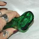 Mod Dep Green Boot Shot Glass , Woman's LIps and Hand with Cigarette