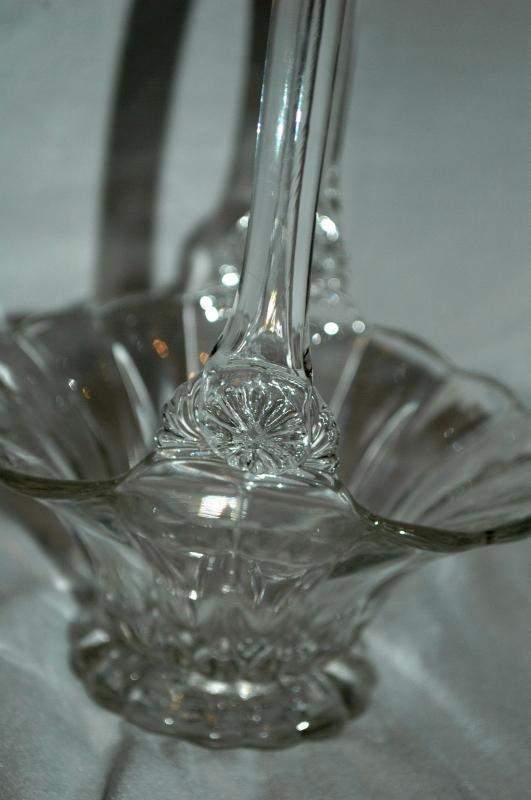 Crystal Clear Blown Glass Brides Basket