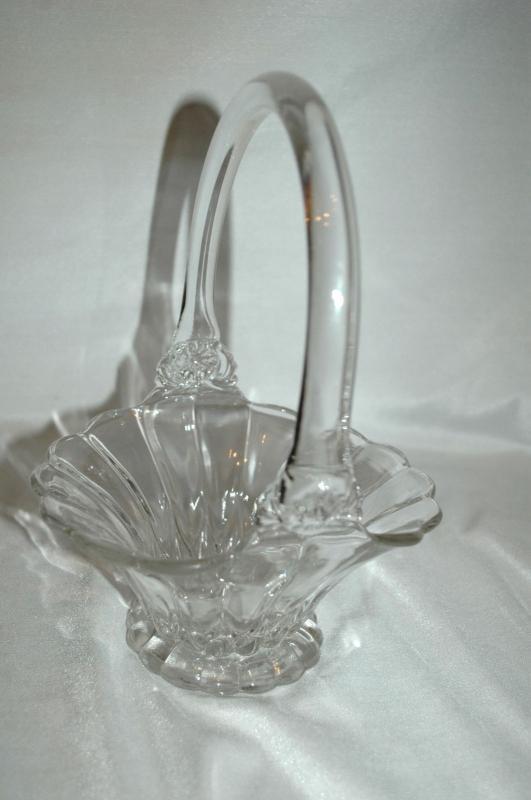 Crystal Clear Blown Glass Brides Basket