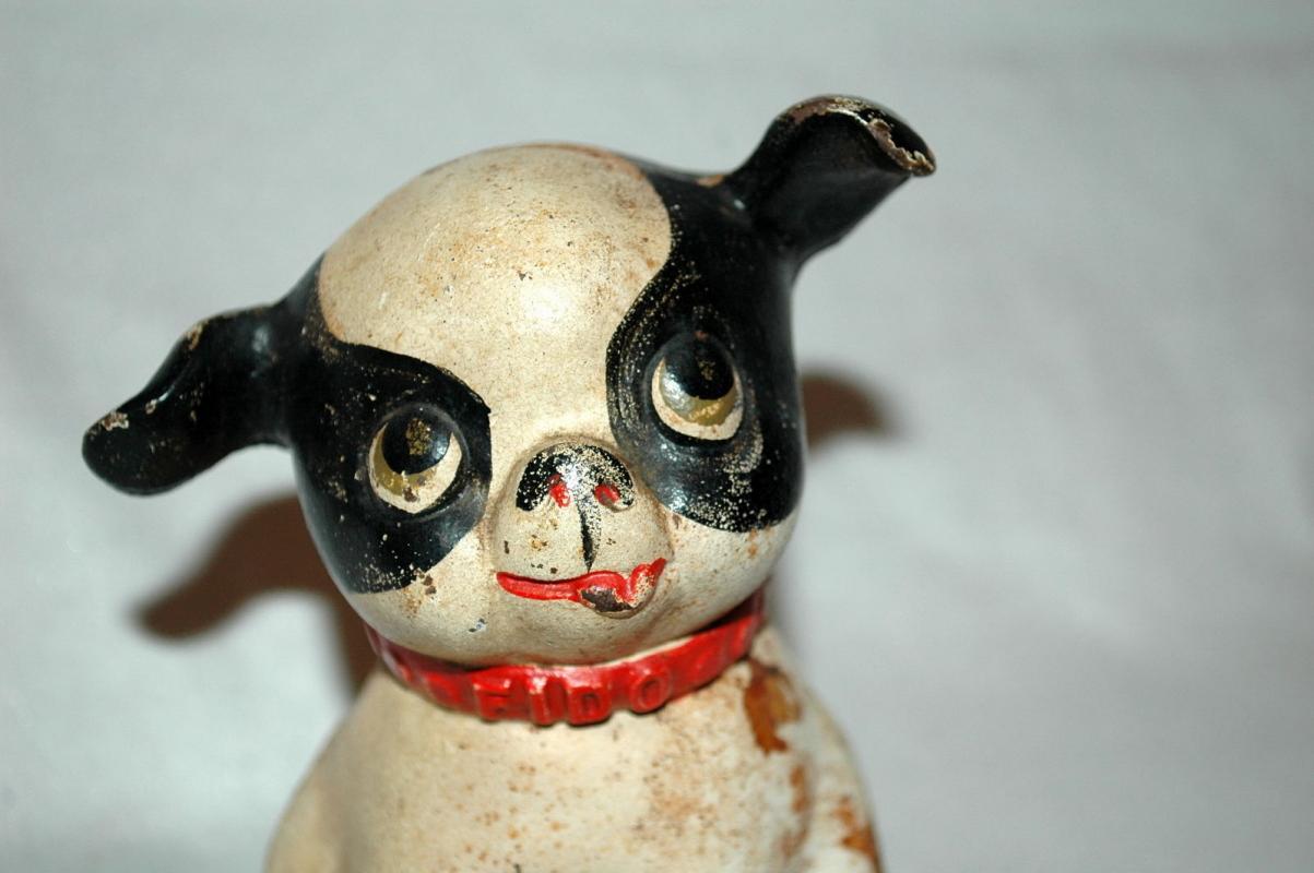 Hubley Cast Iron, Still Bank, Fido Dog, Mfg. c 1914