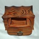 Vintage Hand Crafted Wood One Drawer Trinket Box or Chest / Darkened Wood Grain