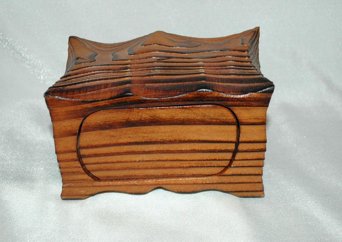 Vintage Hand Crafted Wood One Drawer Trinket Box or Chest / Darkened Wood Grain