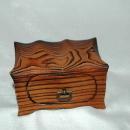 Vintage Hand Crafted Wood One Drawer Trinket Box or Chest / Darkened Wood Grain