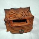 Vintage Hand Crafted Wood One Drawer Trinket Box or Chest / Darkened Wood Grain