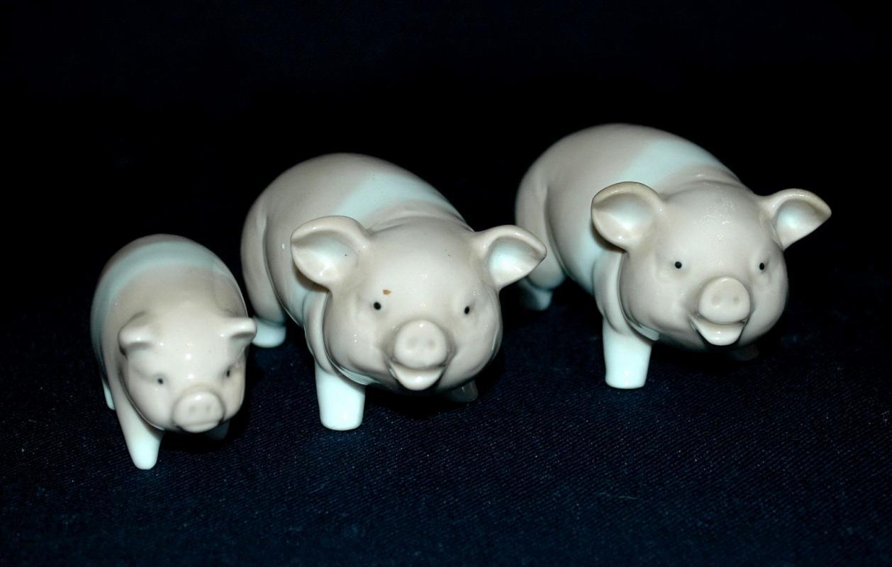 Set of 3 Otagiri Pigs , Family