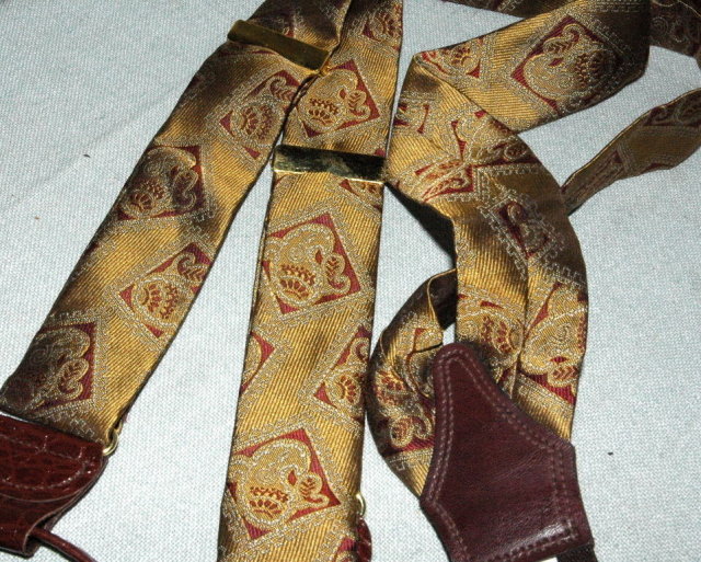 Maroon and Bronze Silk Suspenders