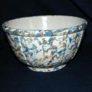 Large Antique Redwing Spongeware Bowl Mixing Bowl, Panel, Stoneware Bowl